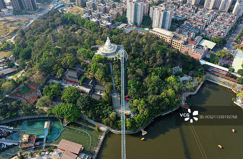 广东省东莞市常平镇隐贤山庄旅游风景区航拍图片素材
