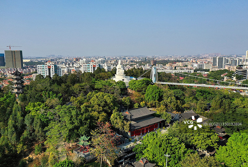 广东省东莞市常平镇隐贤山庄旅游风景区航拍图片素材