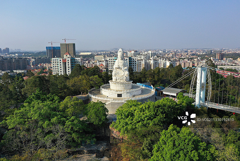 广东省东莞市常平镇隐贤山庄旅游风景区航拍图片素材