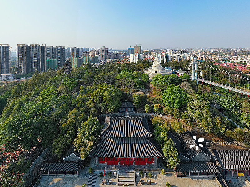 广东省东莞市常平镇隐贤山庄旅游风景区航拍图片素材