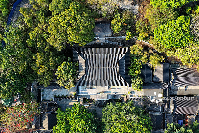 广东省东莞市常平镇隐贤山庄旅游风景区航拍图片素材