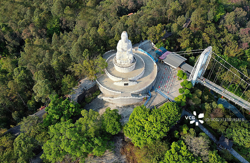 广东省东莞市常平镇隐贤山庄旅游风景区航拍图片素材