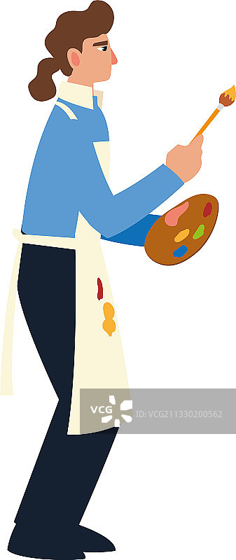 油漆课：带调色板的男画家图片素材