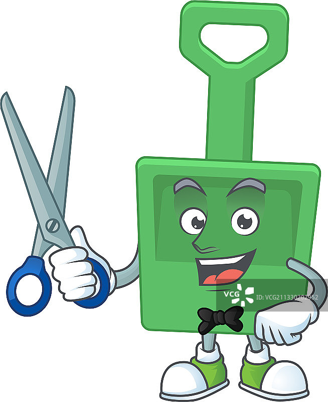 卡通绿色沙滩桶理发师图片图片素材