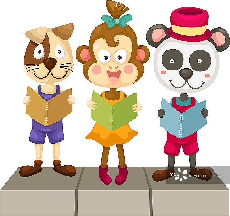 狗猴熊猫读书图片素材