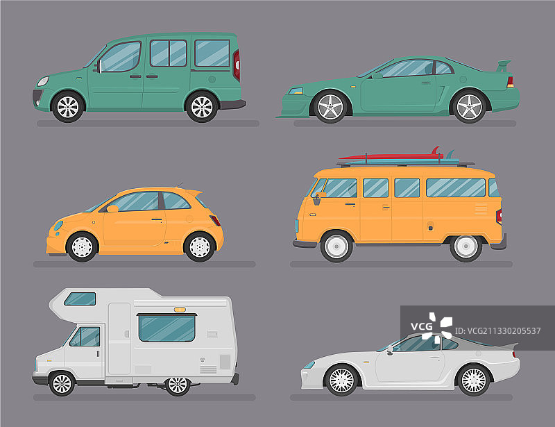 扁平风格汽车合集图片素材