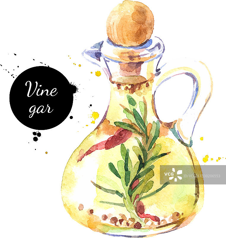 水彩手绘醋瓶图片素材