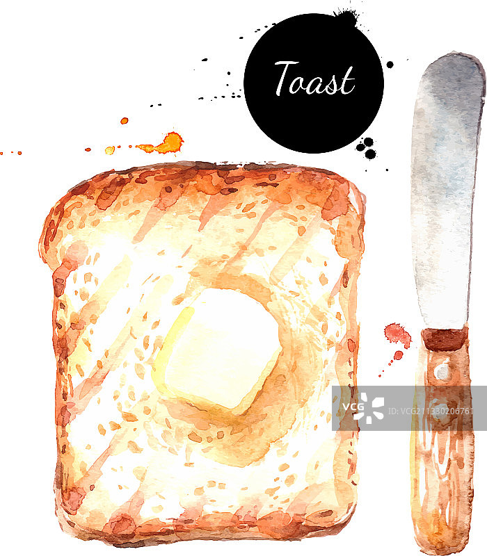 水彩手绘早餐吐司图片素材