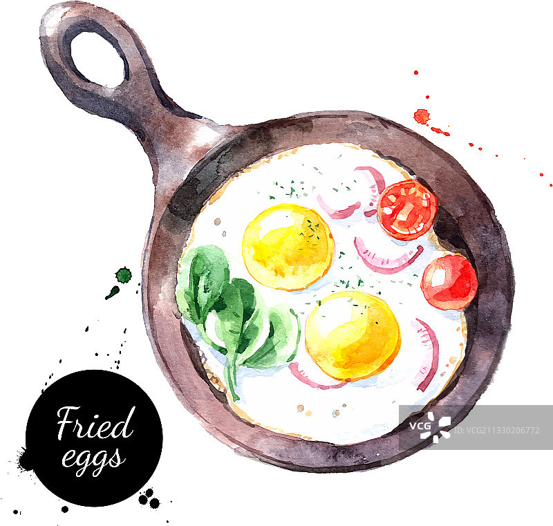 水彩手绘早餐煎蛋图片素材