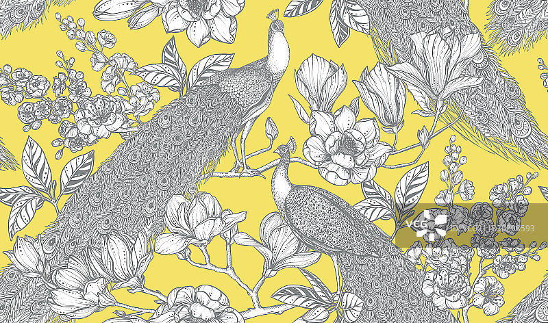 无缝玉兰花图案图片素材