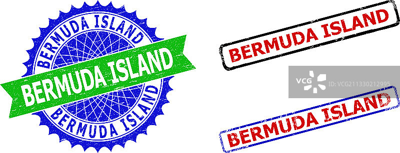 百慕大岛花结和矩形双色印章图片素材