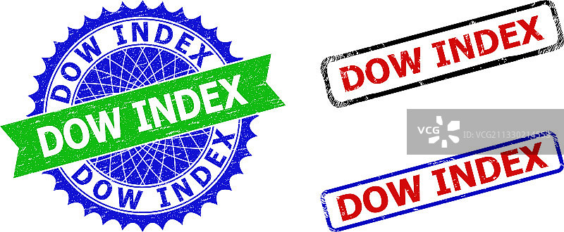 带有道琼斯指数花结和矩形双色印章图片素材