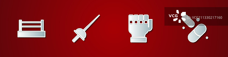 拳击擂台击剑综合格斗手套和维生素图片素材