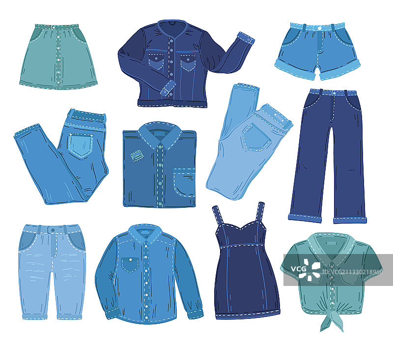牛仔时尚服装抠图图片素材