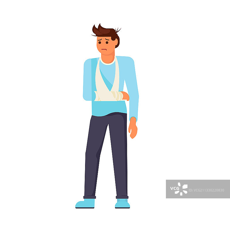 手部骨折的受伤男人图片素材