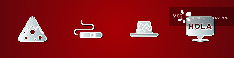 墨西哥玉米片雪茄帽和你好图标图片素材