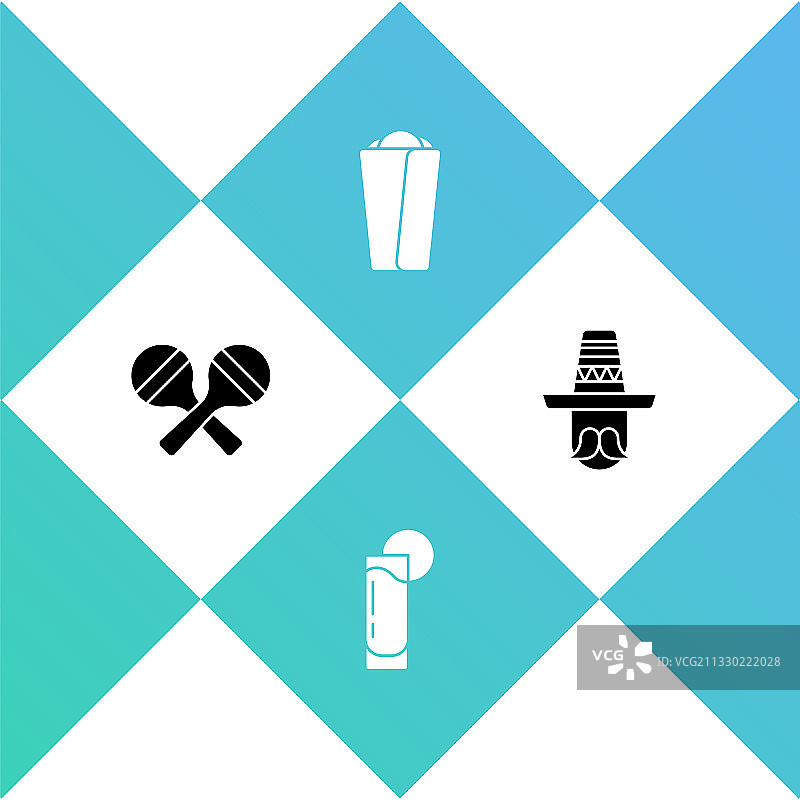 沙锤、龙舌兰酒杯、柠檬、墨西哥卷饼素材图片素材