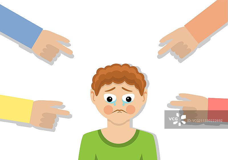 被欺负的不快乐的哭泣儿童图片素材