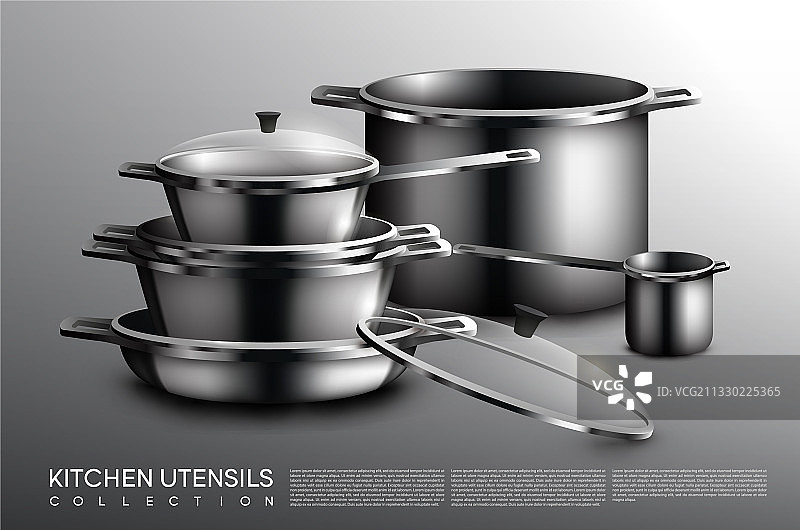 逼真的厨房用具合集图片素材