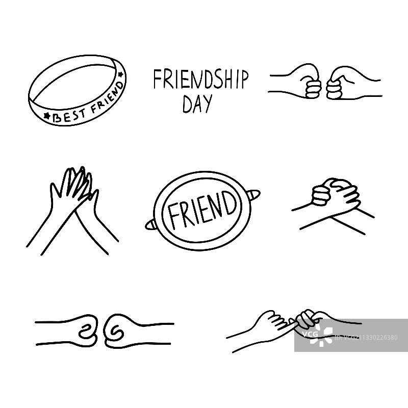 友谊主题涂鸦图标合集图片素材