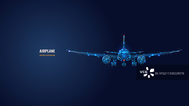 数字多边形线框飞机图片素材