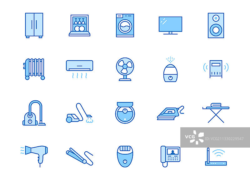 家用电器线条图标集：洗衣机图片素材
