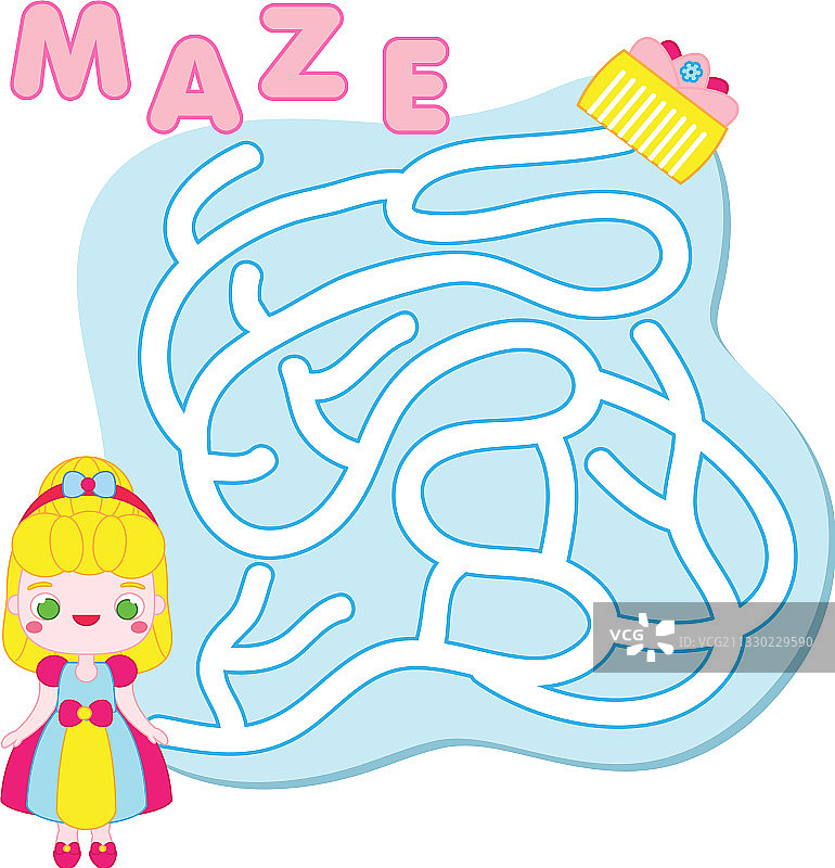 迷宫拼图：帮助公主寻找宝藏图片素材