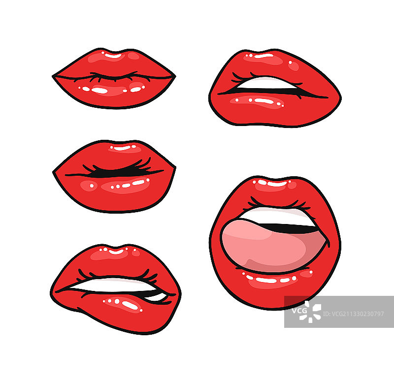 涂着红色唇彩的女性嘴唇波普艺术图片素材
