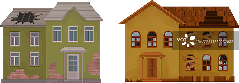 废弃的房屋和双层建筑图片素材