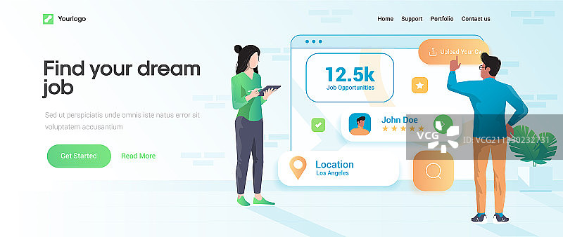 扁平现代设计求职图片素材