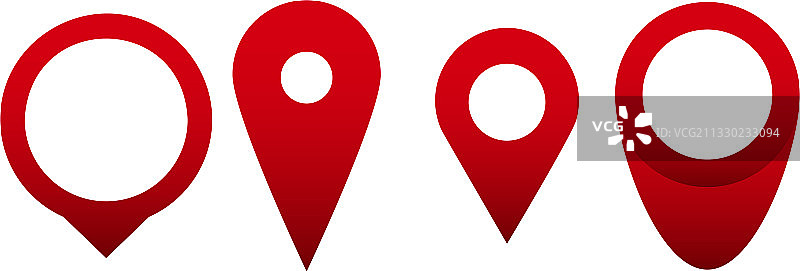 红色图钉图标集，地图定位指针图片素材