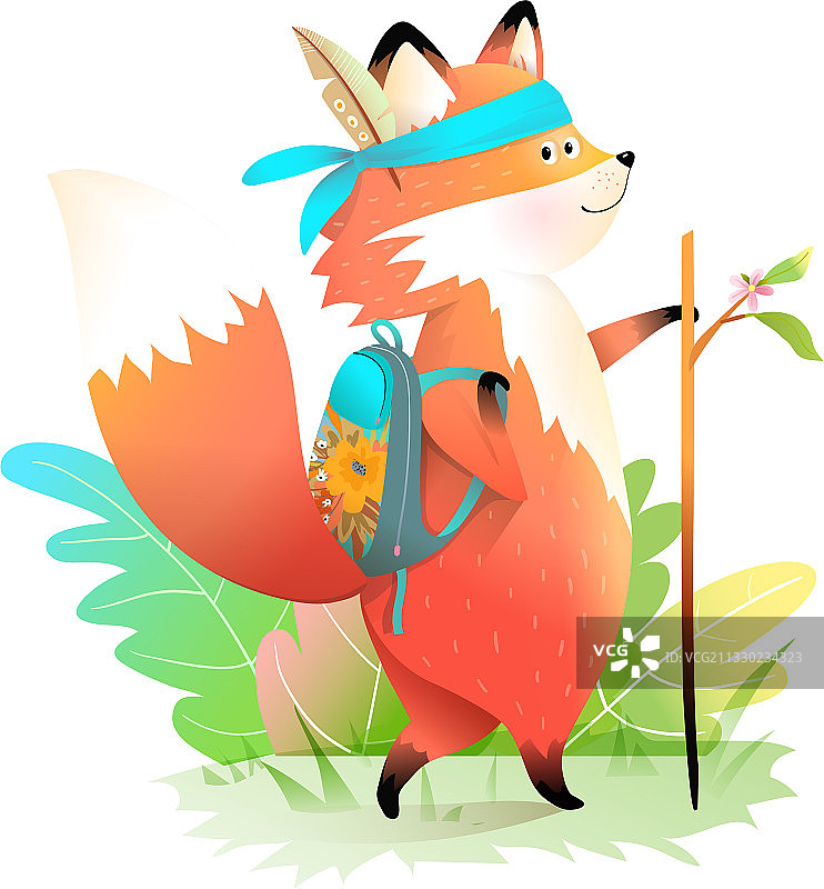 小狐狸幼崽森林徒步图片素材
