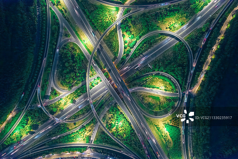 百葛桥夜景航拍图片素材