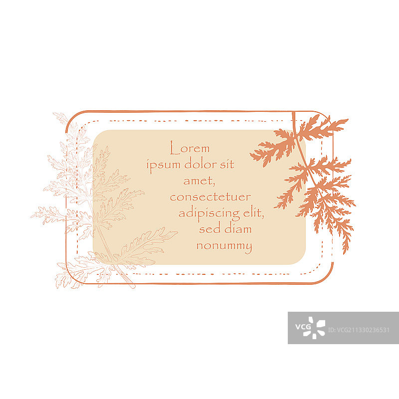 带精美田野老鹳草叶的复古相框图片素材