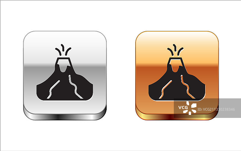 火山爆发与熔岩黑色图标图片素材