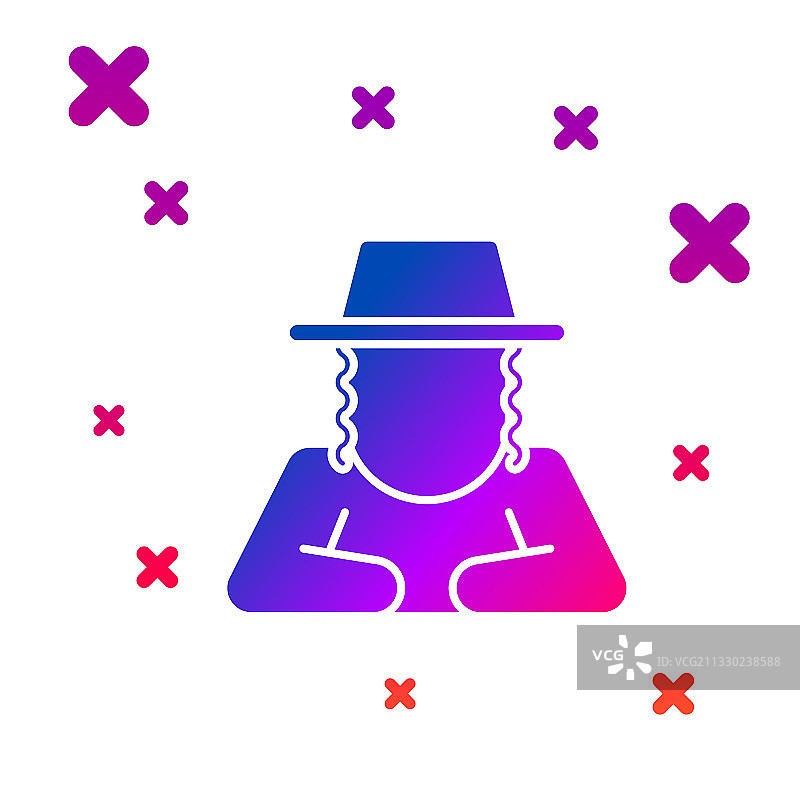 彩色犹太教帽子与鬓角图标图片素材