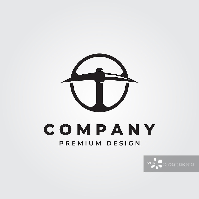 圆形镐复古标志符号设计图片素材