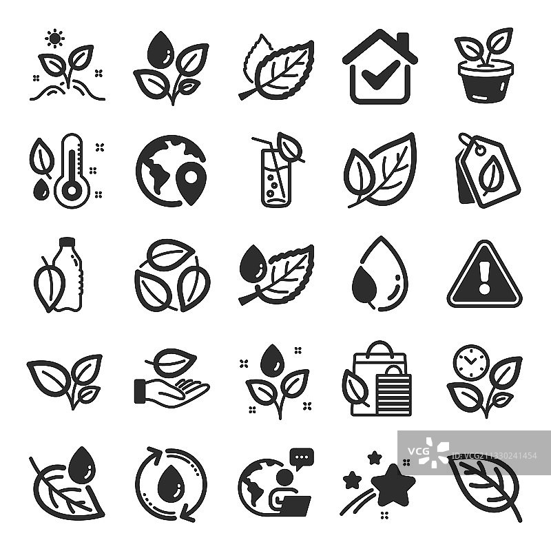 植物图标集合：树叶和生长中的植物图片素材