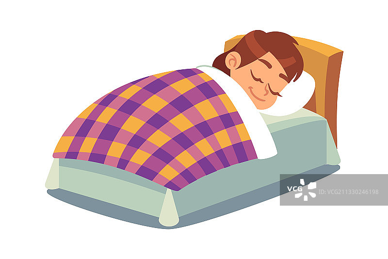 在床上睡觉的快乐小女孩图片素材