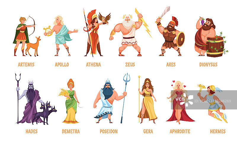 希腊神话万神殿奥林匹斯众神图片素材