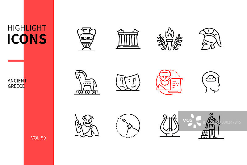 古希腊：现代线条设计风格图标图片素材