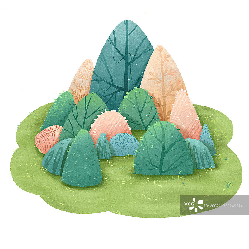 平涂风板绘商业插画绘画森林小景绘本插画图片素材