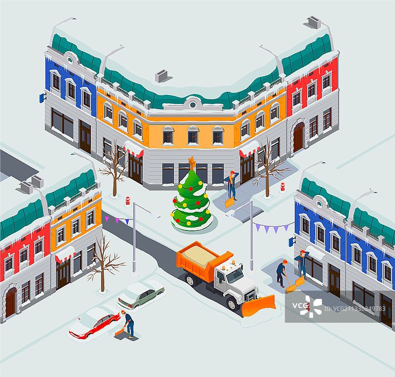 城镇清除积雪场景图片素材