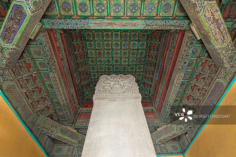 沈阳北陵清昭陵碑亭，立有昭陵神功圣德碑，记载了皇太极的功绩图片素材