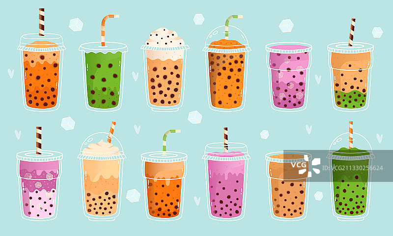 珍珠奶茶抹茶牛奶图片素材