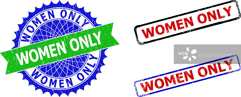 仅限女性花结和双色矩形印章图片素材