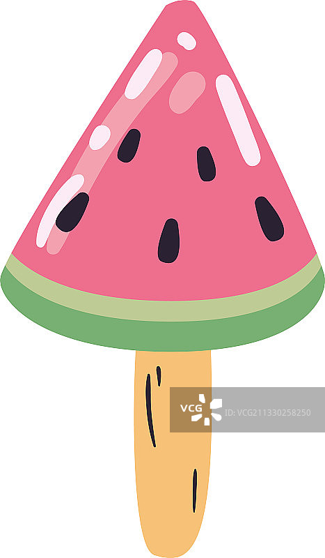 带棍西瓜冰淇淋扁平风格图标图片素材