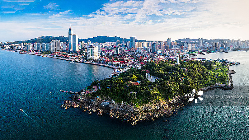 烟台山海滨航拍图片素材