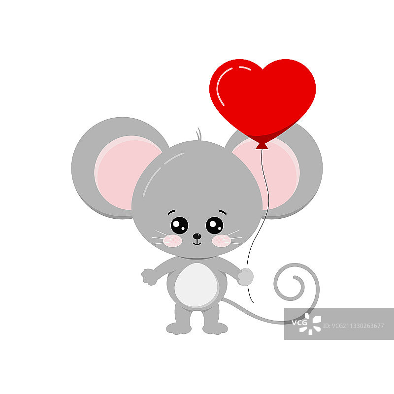 爪子里拿着心形气球的可爱老鼠图片素材