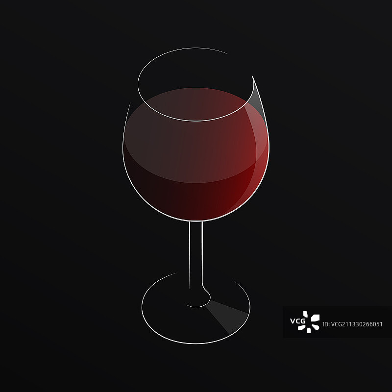 黑色背景下的深色葡萄酒杯Logo图片素材